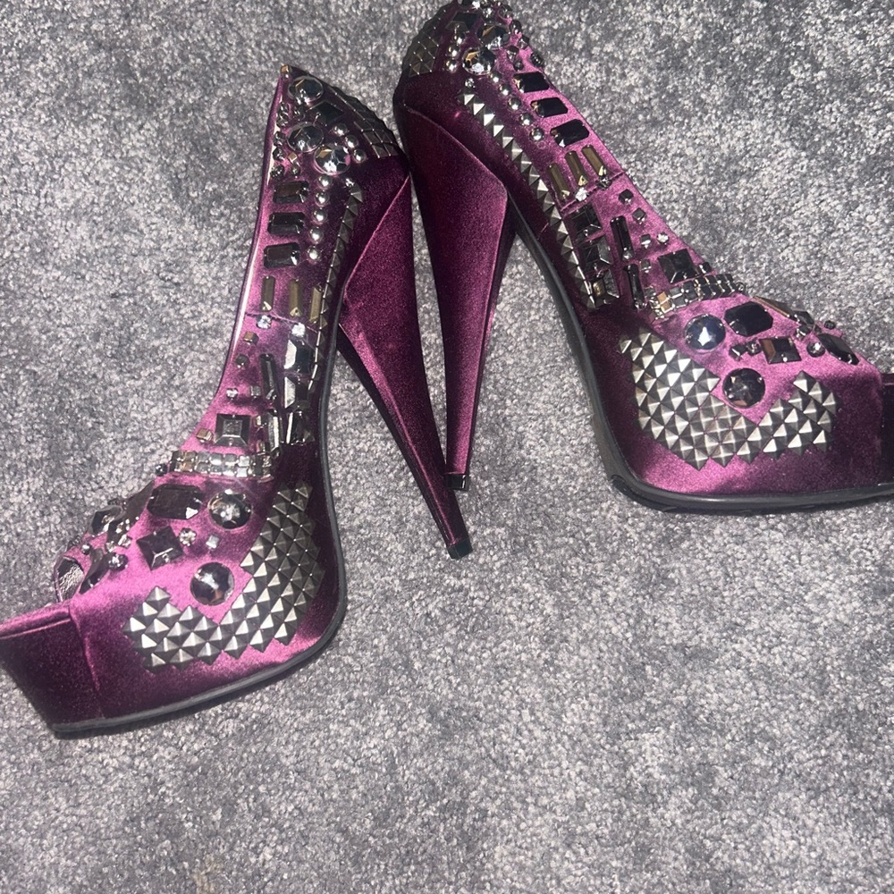Wild Pair Metallic Purple Embellished Heels (Never worn)